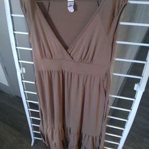 Tan dress, very comfy, tie to wrap on back,